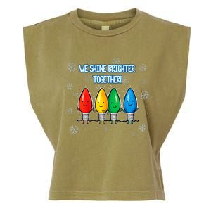 We Shine Christmas Brighter Together Xmas Colorful Lights Garment-Dyed Women's Muscle Tee