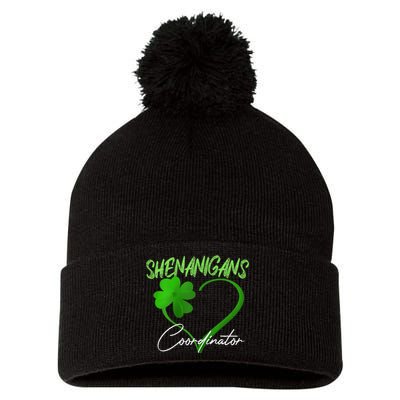 Wo Shenanigans Coordinator Green Heart Shamrock St Patricks Day Pom Pom 12in Knit Beanie