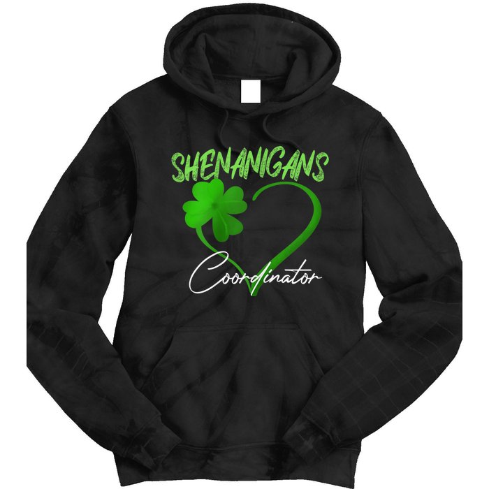 Wo Shenanigans Coordinator Green Heart Shamrock St Patricks Day Tie Dye Hoodie