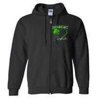 Wo Shenanigans Coordinator Green Heart Shamrock St Patricks Day Full Zip Hoodie