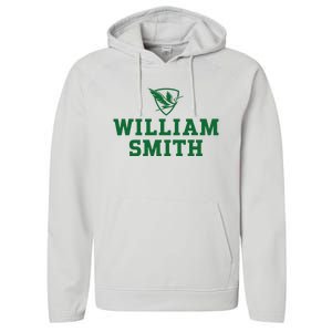 William Smith College Herons Shield Logo Hwsc Performance Fleece Hoodie