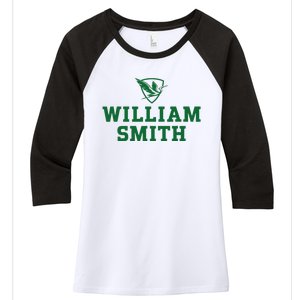 William Smith College Herons Shield Logo Hwsc Women's Tri-Blend 3/4-Sleeve Raglan Shirt