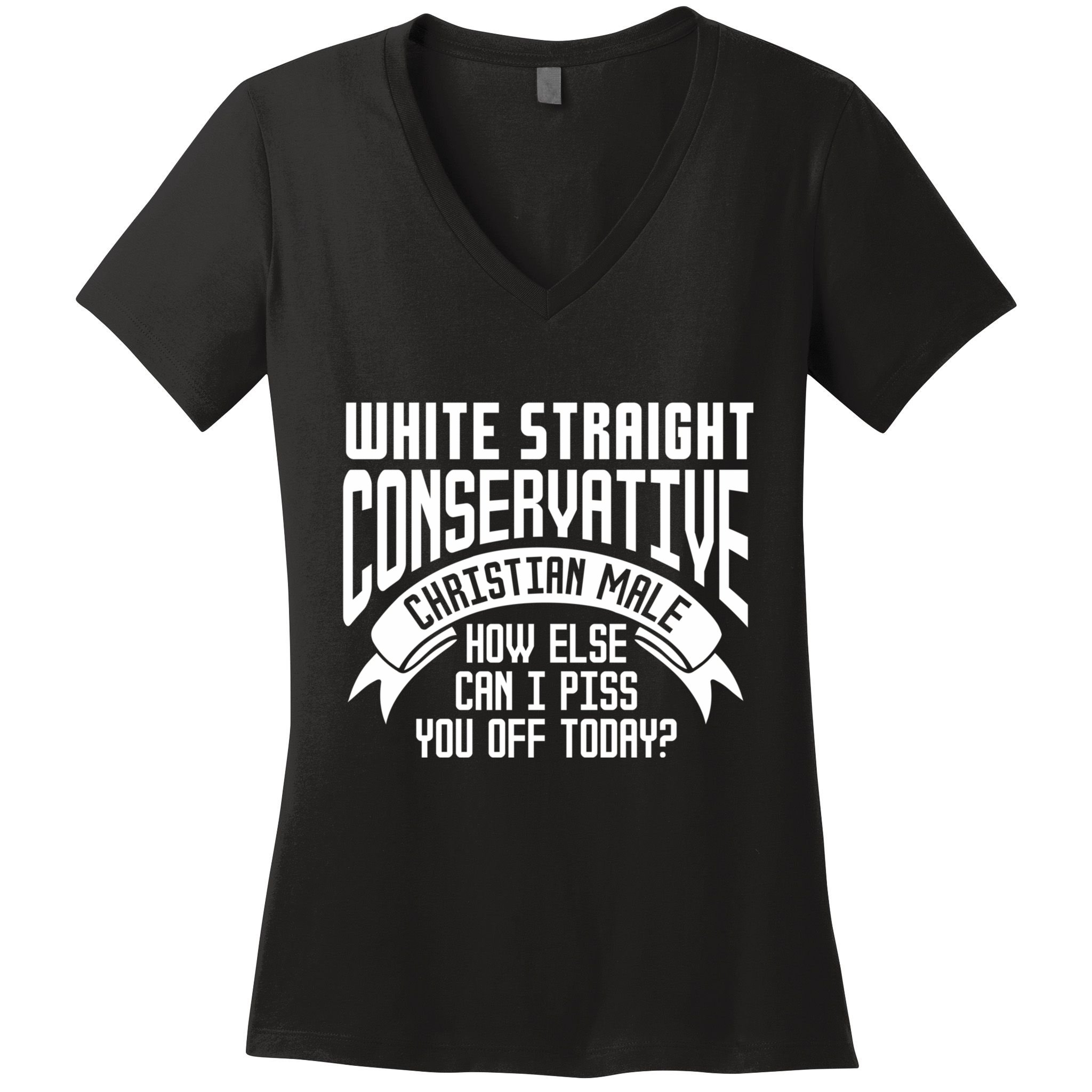 White Straight Conservative Christian Male Women's V-Neck T-Shirt