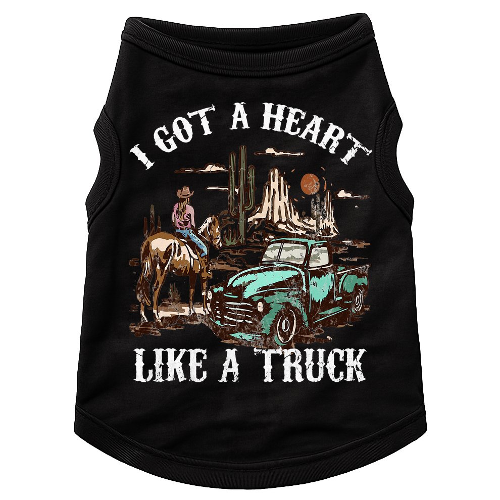 Western Sunset Cow I Got A Heart Like A Truck Vintage Doggie Tank