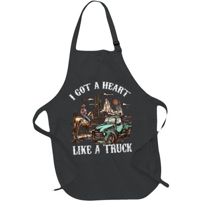 Western Sunset Cow I Got A Heart Like A Truck Vintage Apron