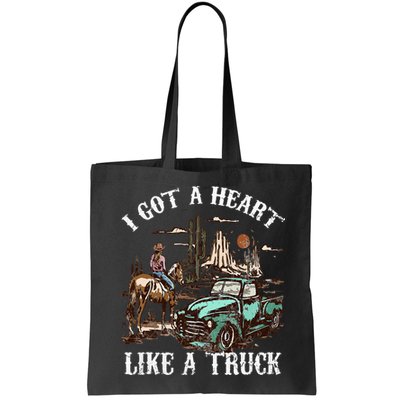 Western Sunset Cow I Got A Heart Like A Truck Vintage Bag