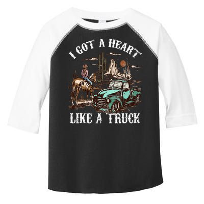 Western Sunset Cow I Got A Heart Like A Truck Vintage Toddler Fine Jersey T-Shirt