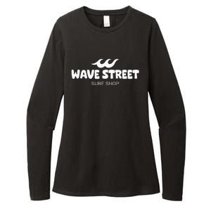 Wave Street Classic Waves On The Beach Surf Shop Womens CVC Long Sleeve Shirt