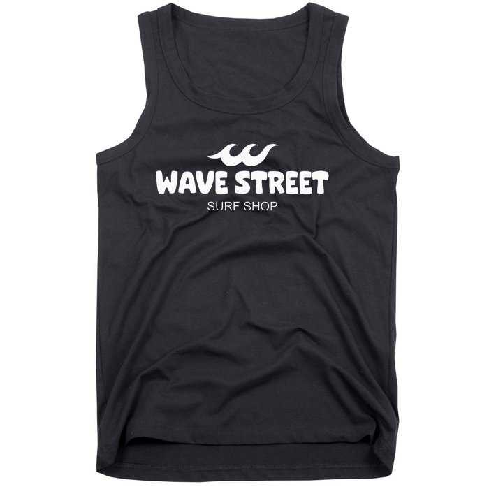 Wave Street Classic Waves On The Beach Surf Shop Tank Top