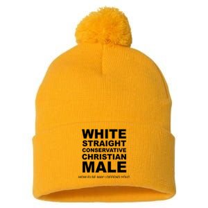 White Straight Conservative Christian Male Pom Pom 12in Knit Beanie