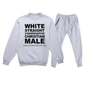 White Straight Conservative Christian Male Premium Crewneck Sweatsuit Set