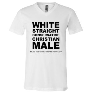 White Straight Conservative Christian Male V-Neck T-Shirt