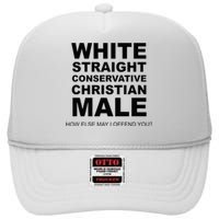 WHITE STRAIGHT CONSERVATIVE CHRISTIAN MALE Offensive High Crown Mesh Back Trucker Hat