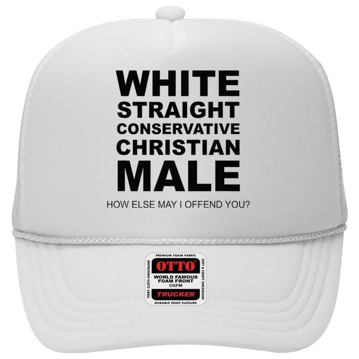 WHITE STRAIGHT CONSERVATIVE CHRISTIAN MALE Offensive High Crown Mesh Back Trucker Hat