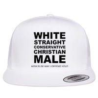 WHITE STRAIGHT CONSERVATIVE CHRISTIAN MALE Offensive Flat Bill Trucker Hat