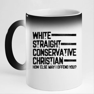 White Straight Conservative Christian Patriotic Christianity 11oz Black Color Changing Mug