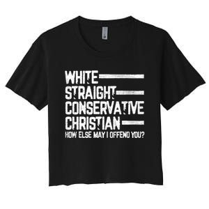 White Straight Conservative Christian Patriotic Christianity Women's Crop Top Tee