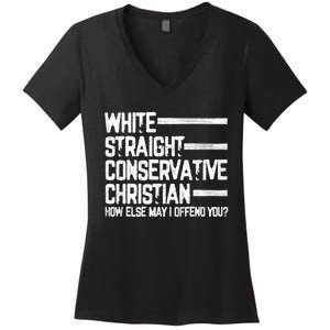 White Straight Conservative Christian Patriotic Christianity Women's V-Neck T-Shirt