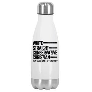 White Straight Conservative Christian Patriotic Christianity Stainless Steel Insulated Water Bottle