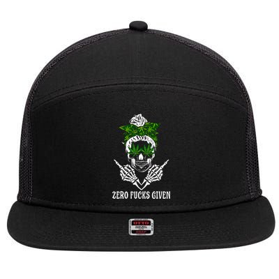 Weed Skull Cannabis Marijuana 420 Thc Weed Lover 7 Panel Mesh Trucker Snapback Hat