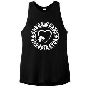 Women's Shenanigans Coordinator White Heart Shamrock St Patricks Day Ladies PosiCharge Tri-Blend Wicking Tank