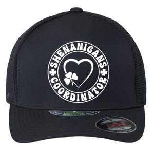 Women's Shenanigans Coordinator White Heart Shamrock St Patricks Day Flexfit Unipanel Trucker Cap