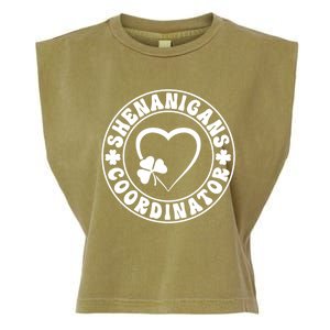 Women's Shenanigans Coordinator White Heart Shamrock St Patricks Day Garment-Dyed Women's Muscle Tee