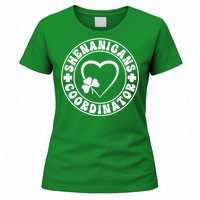 Women's Shenanigans Coordinator White Heart Shamrock St Patricks Day Women's T-Shirt