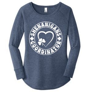 Women's Shenanigans Coordinator White Heart Shamrock St Patricks Day Women's Perfect Tri Tunic Long Sleeve Shirt