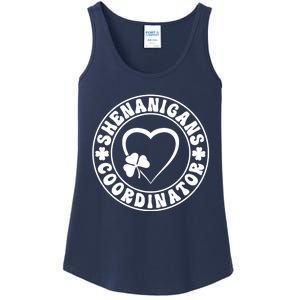 Women's Shenanigans Coordinator White Heart Shamrock St Patricks Day Ladies Essential Tank