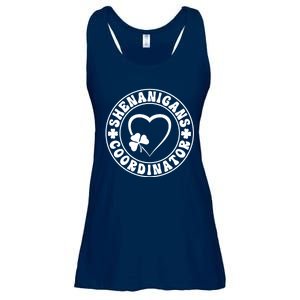 Women's Shenanigans Coordinator White Heart Shamrock St Patricks Day Ladies Essential Flowy Tank