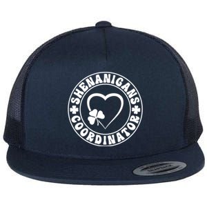 Women's Shenanigans Coordinator White Heart Shamrock St Patricks Day Flat Bill Trucker Hat