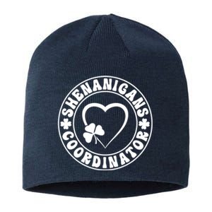 Women's Shenanigans Coordinator White Heart Shamrock St Patricks Day Sustainable Beanie