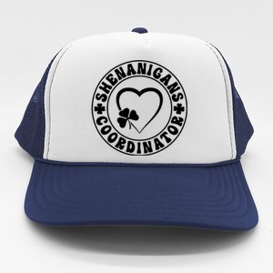 Women's Shenanigans Coordinator White Heart Shamrock St Patricks Day Trucker Hat