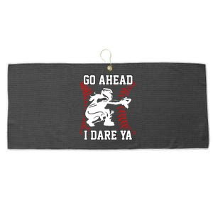 Wo's Softball Catcher Funny Teen I Dare Ya Great Gift Large Microfiber Waffle Golf Towel