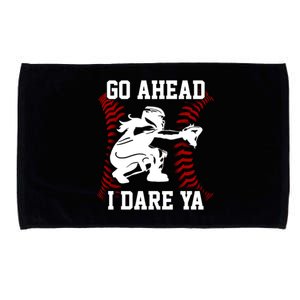 Wo's Softball Catcher Funny Teen I Dare Ya Great Gift Microfiber Hand Towel