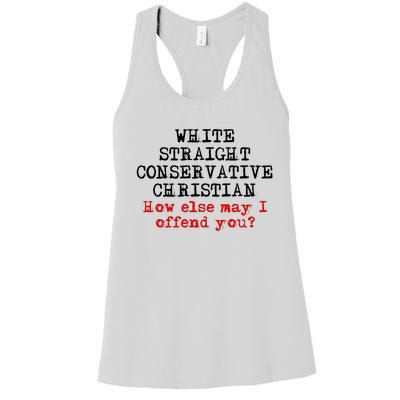 White Straight Conservative Christian Offensive Christian Women's Racerback Tank