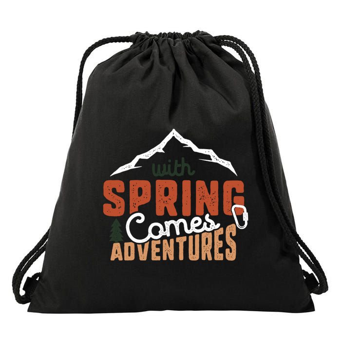With Spring Comes Adventure Drawstring Bag