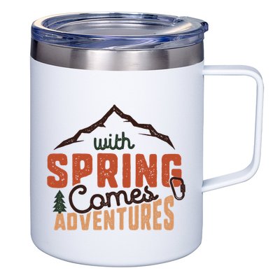 With Spring Comes Adventure 12oz Stainless Steel Coffee Mug