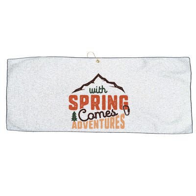 With Spring Comes Adventure Large Microfiber Waffle Golf Towel