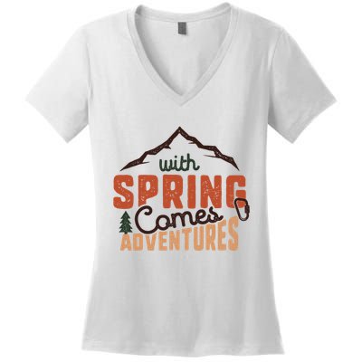 With Spring Comes Adventure Women's V-Neck T-Shirt