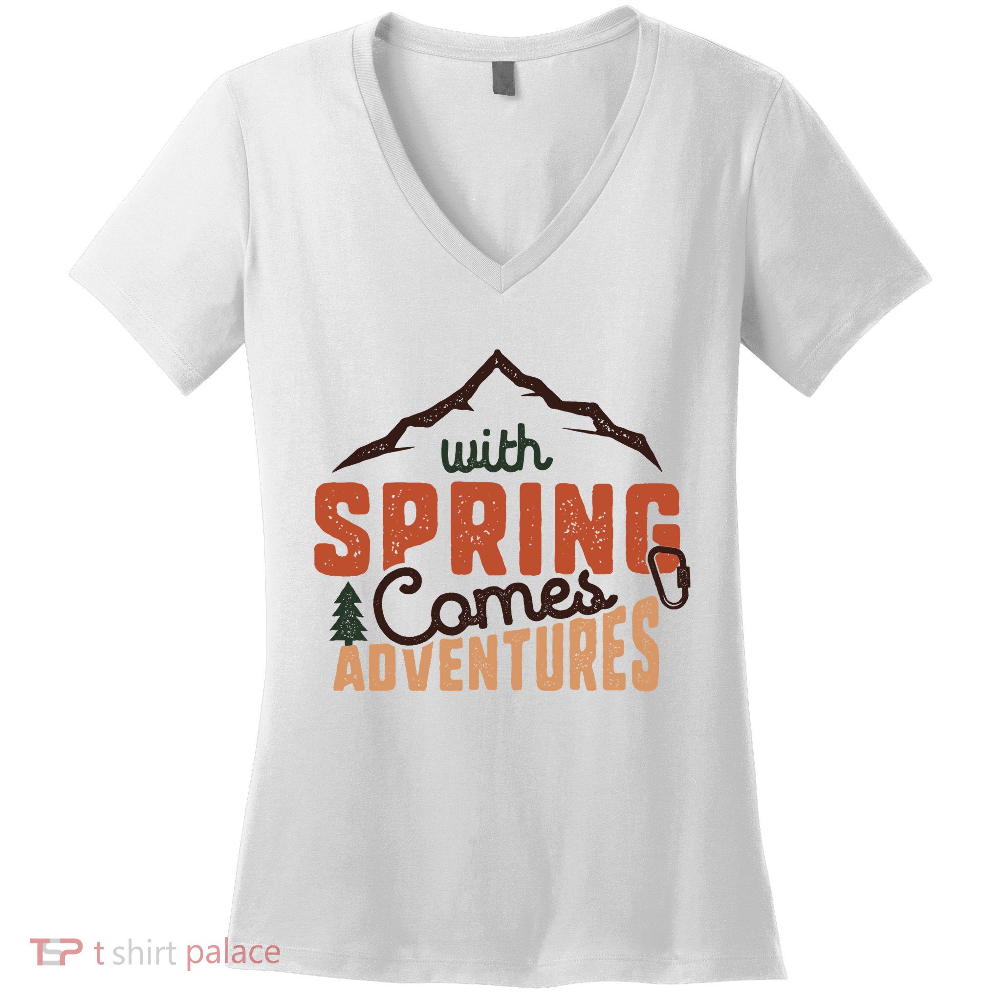 With Spring Comes Adventure Women's V-Neck T-Shirt