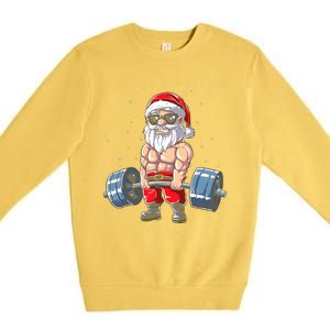 Weightlifting Santa Claus Christmas Fitness Gym Premium Crewneck Sweatshirt