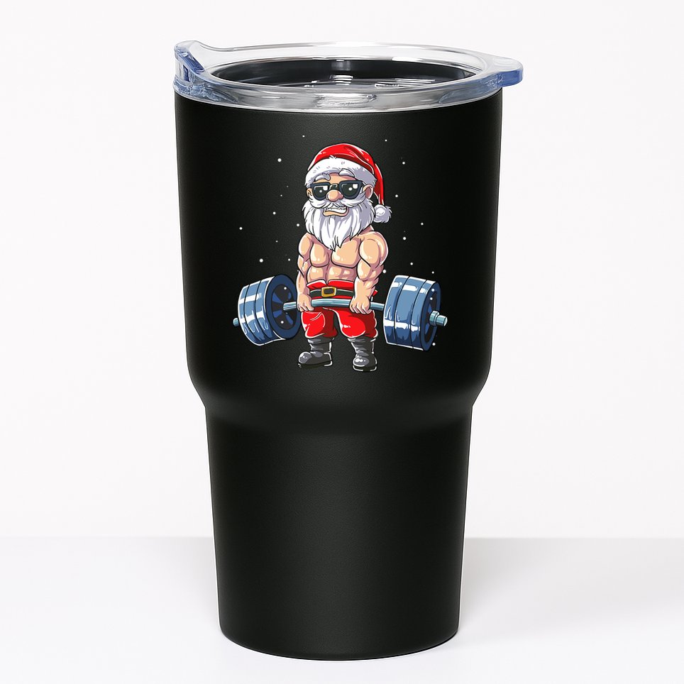Weightlifting Santa Claus Christmas Fitness Gym Tumbler