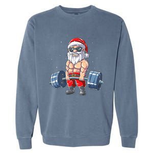 Weightlifting Santa Claus Christmas Fitness Gym Garment-Dyed Sweatshirt