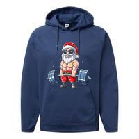 Weightlifting Santa Claus Christmas Fitness Gym Performance Fleece Hoodie