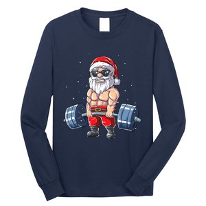 Weightlifting Santa Claus Christmas Fitness Gym Long Sleeve Shirt