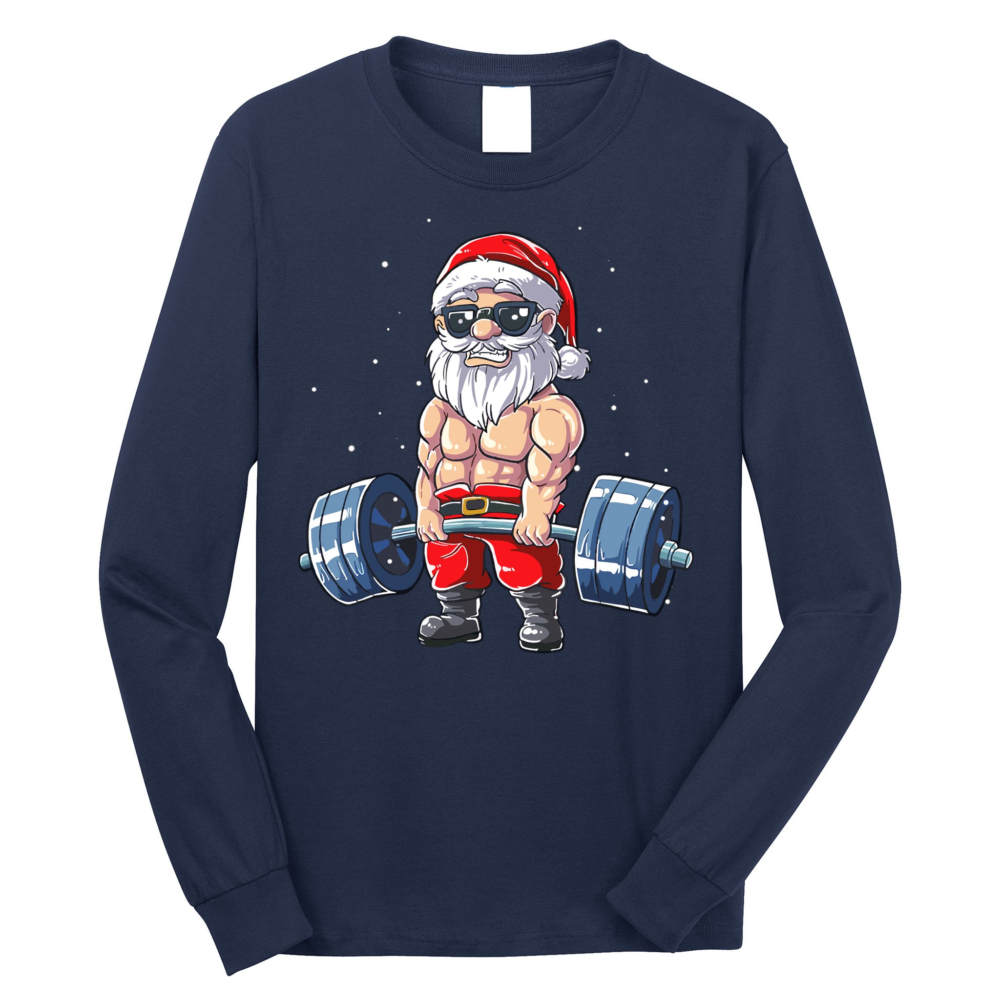 Weightlifting Santa Claus Christmas Fitness Gym Long Sleeve Shirt