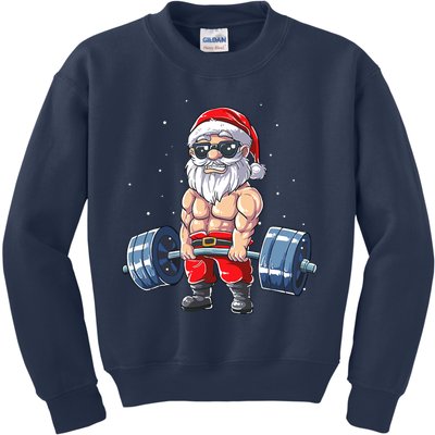 Weightlifting Santa Claus Christmas Fitness Gym Kids Sweatshirt