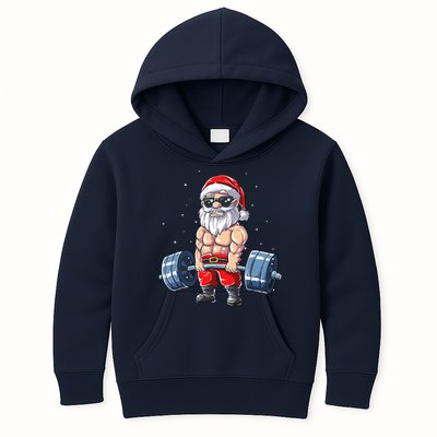 Weightlifting Santa Claus Christmas Fitness Gym Kids Hoodie